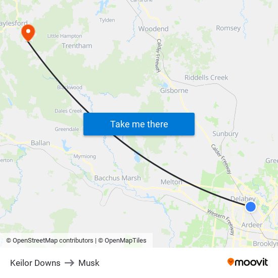 Keilor Downs to Musk map