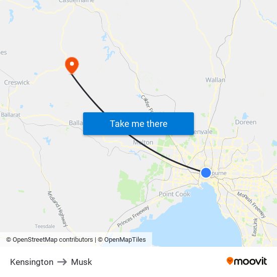 Kensington to Musk map