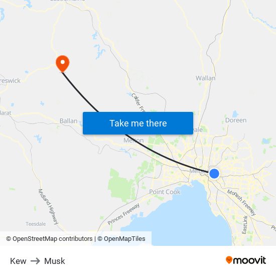 Kew to Musk map