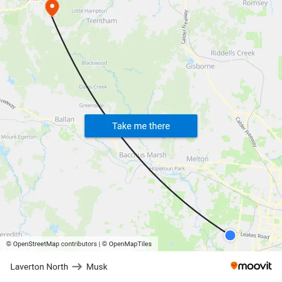 Laverton North to Musk map
