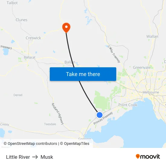 Little River to Musk map
