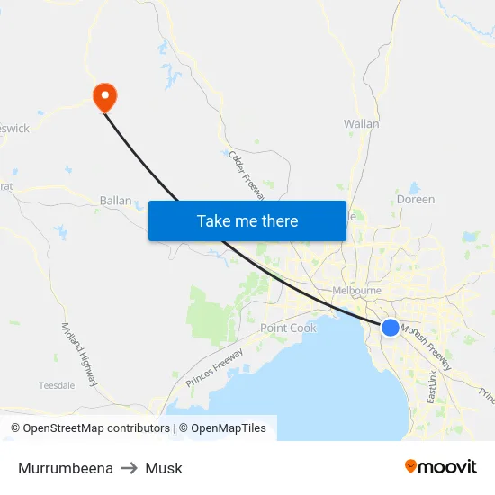 Murrumbeena to Musk map