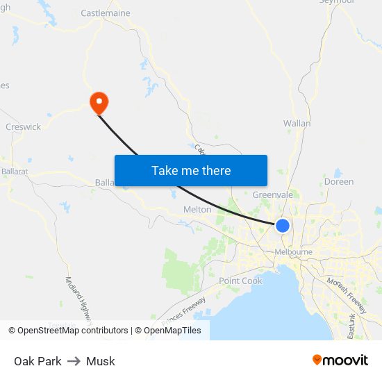 Oak Park to Musk map