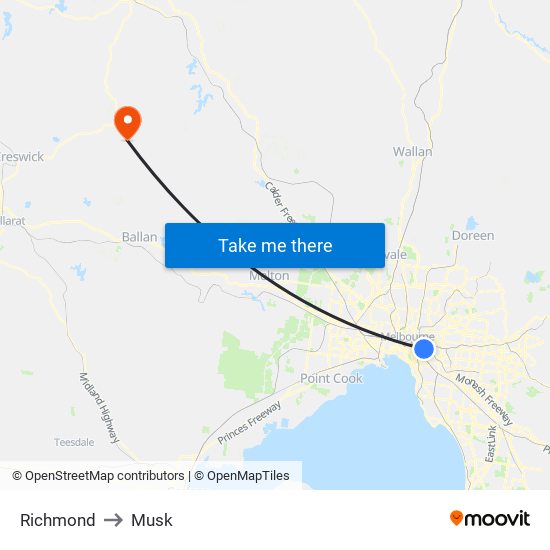 Richmond to Musk map