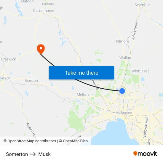 Somerton to Musk map