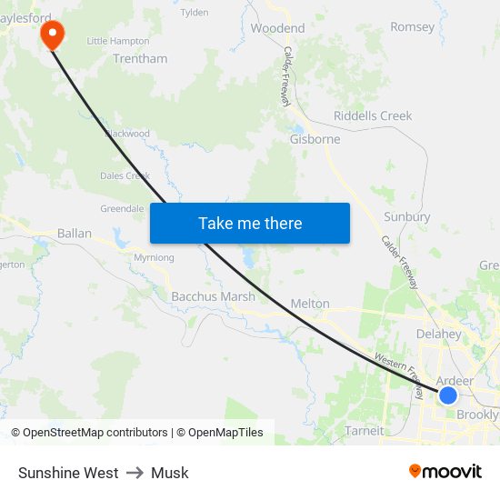 Sunshine West to Musk map