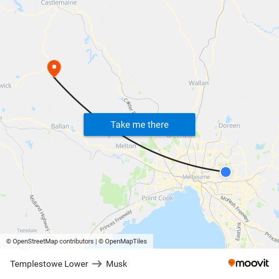 Templestowe Lower to Musk map