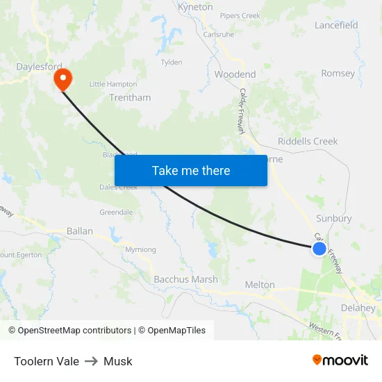 Toolern Vale to Musk map