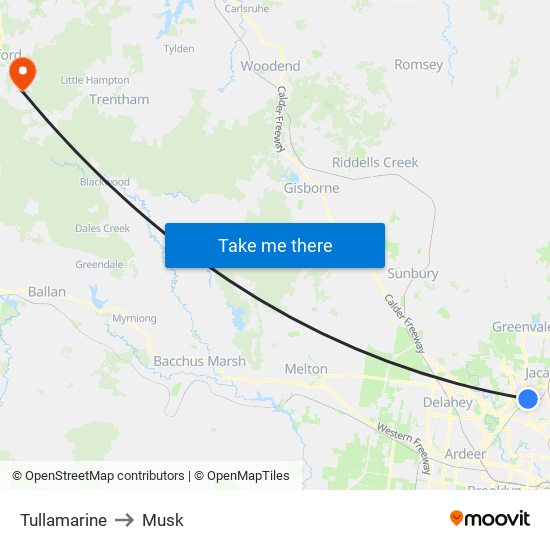 Tullamarine to Musk map
