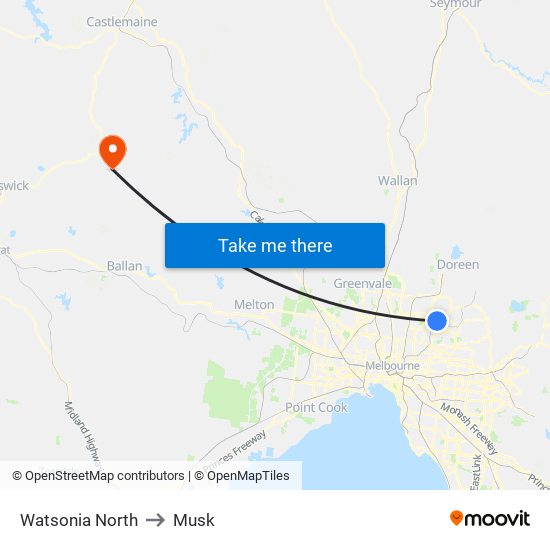 Watsonia North to Musk map