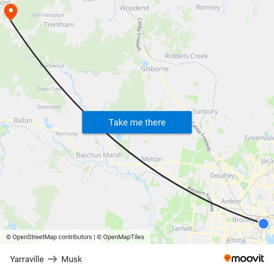 Yarraville to Musk map