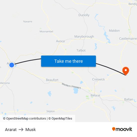 Ararat to Musk map