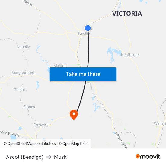 Ascot (Bendigo) to Musk map