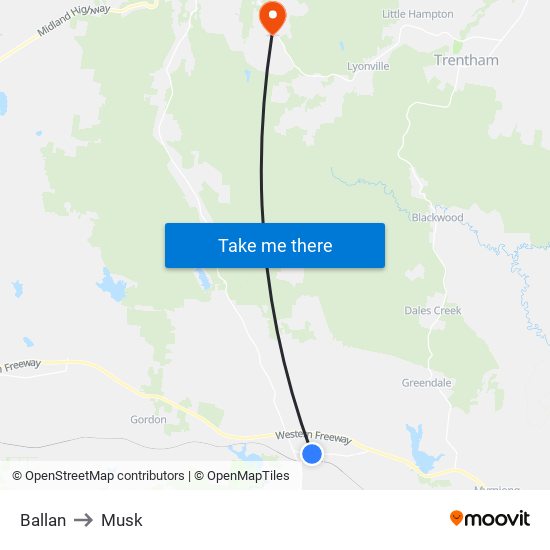 Ballan to Musk map