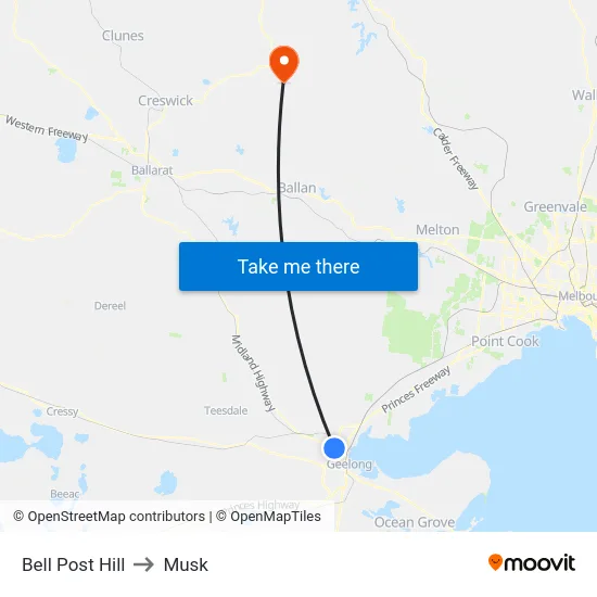 Bell Post Hill to Musk map