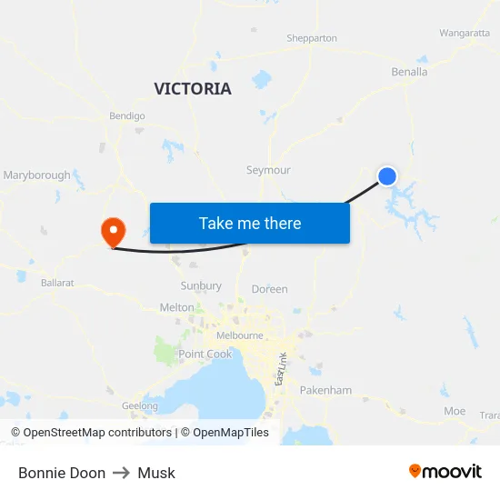 Bonnie Doon to Musk map