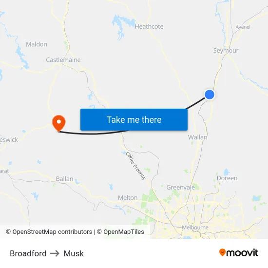Broadford to Musk map