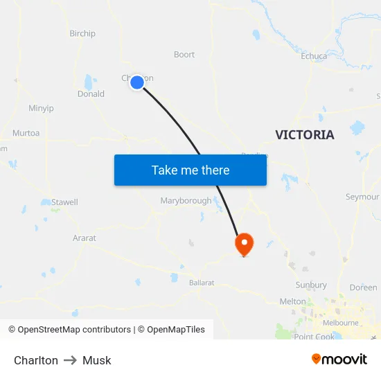 Charlton to Musk map