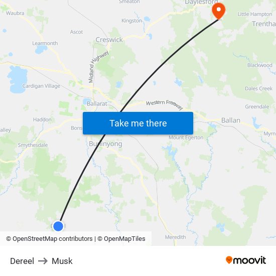 Dereel to Musk map