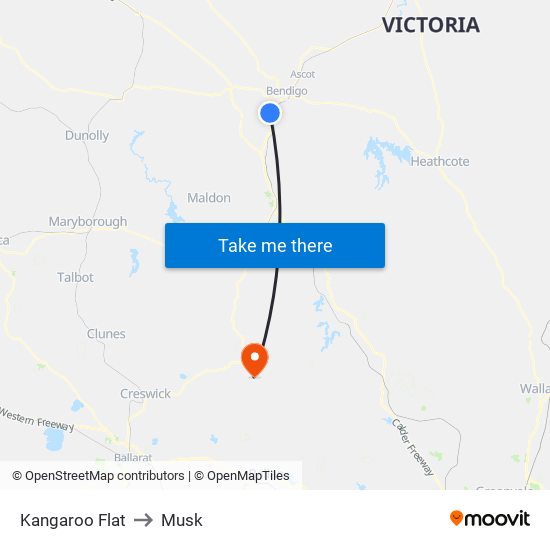 Kangaroo Flat to Musk map