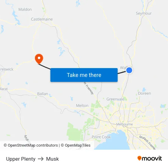 Upper Plenty to Musk map