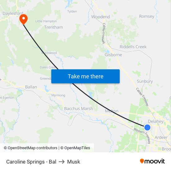 Caroline Springs - Bal to Musk map