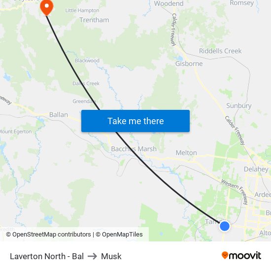 Laverton North - Bal to Musk map