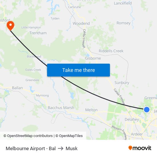 Melbourne Airport - Bal to Musk map