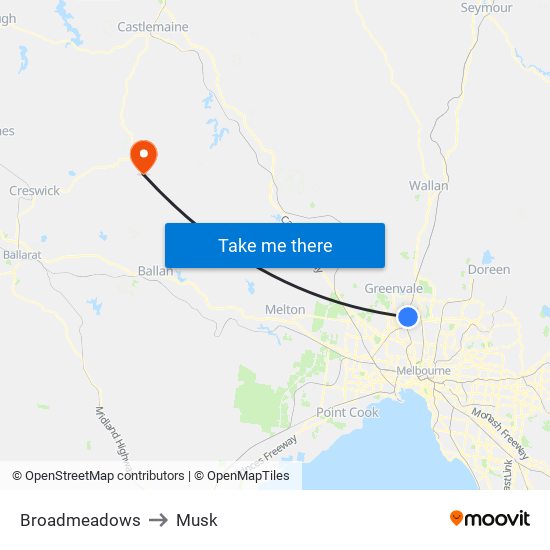 Broadmeadows to Musk map