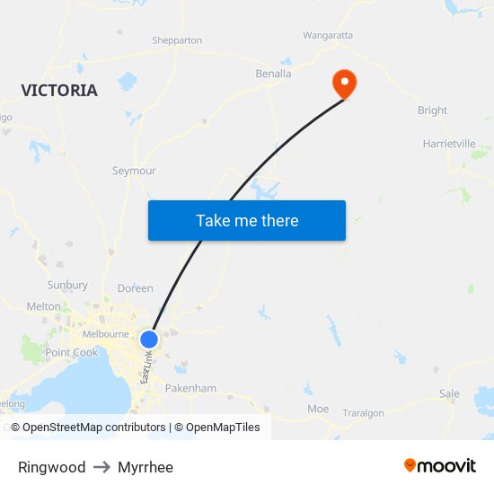 Ringwood to Myrrhee map