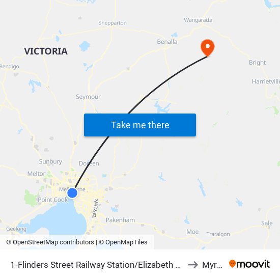 1-Flinders Street Railway Station/Elizabeth St (Melbourne City) to Myrrhee map