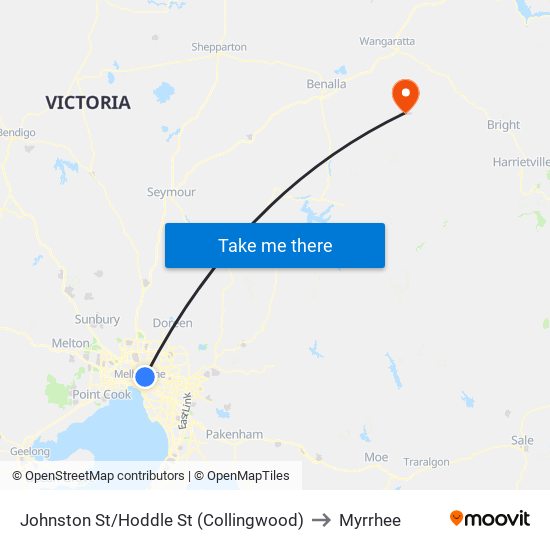 Johnston St/Hoddle St (Collingwood) to Myrrhee map