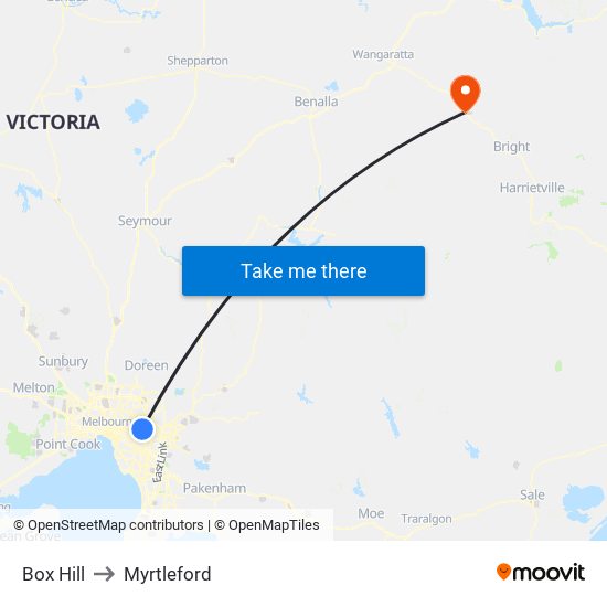 Box Hill to Myrtleford map