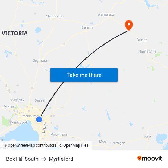 Box Hill South to Myrtleford map