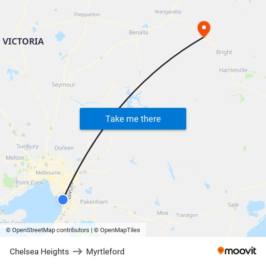 Chelsea Heights to Myrtleford map