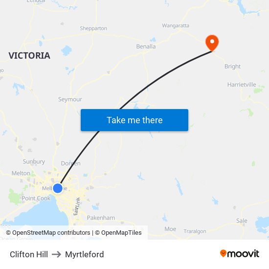 Clifton Hill to Myrtleford map