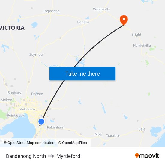 Dandenong North to Myrtleford map