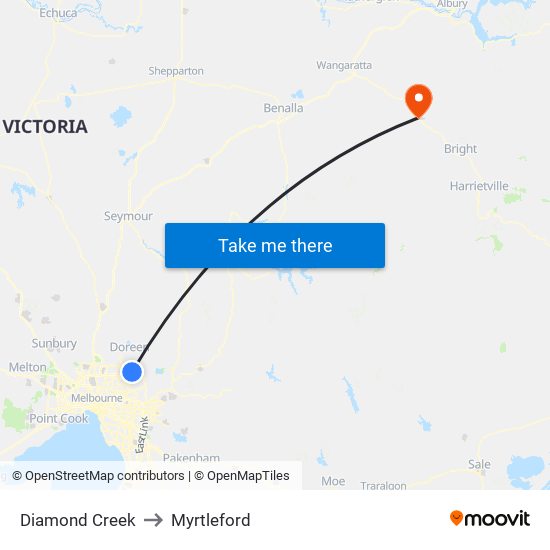 Diamond Creek to Myrtleford map