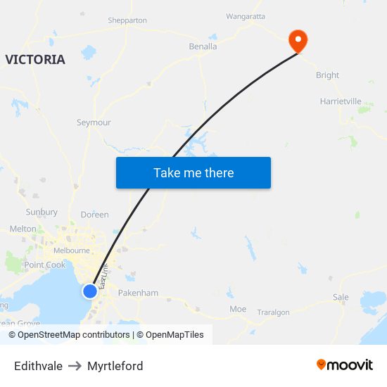 Edithvale to Myrtleford map