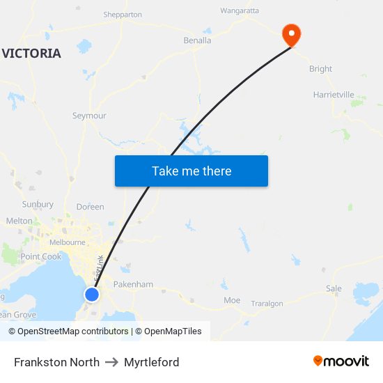 Frankston North to Myrtleford map