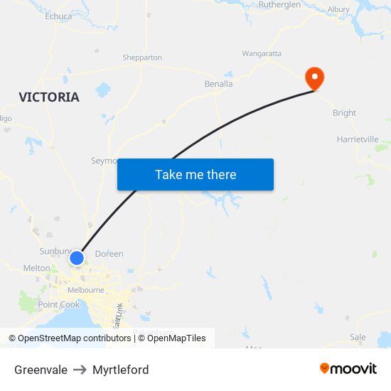 Greenvale to Myrtleford map