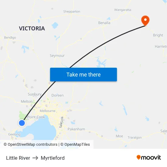 Little River to Myrtleford map