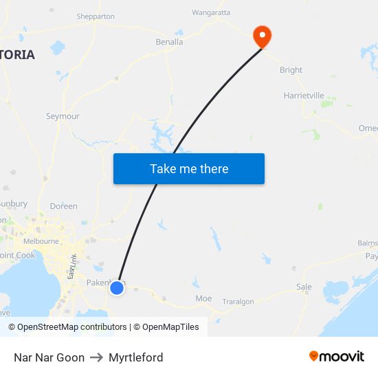 Nar Nar Goon to Myrtleford map