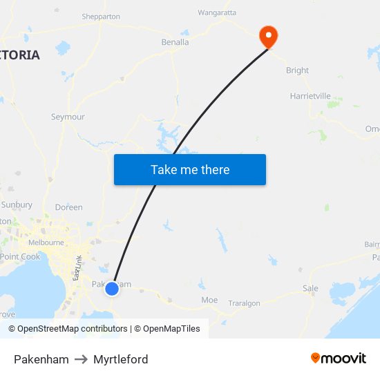 Pakenham to Myrtleford map