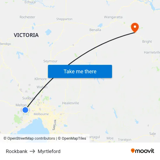 Rockbank to Myrtleford map