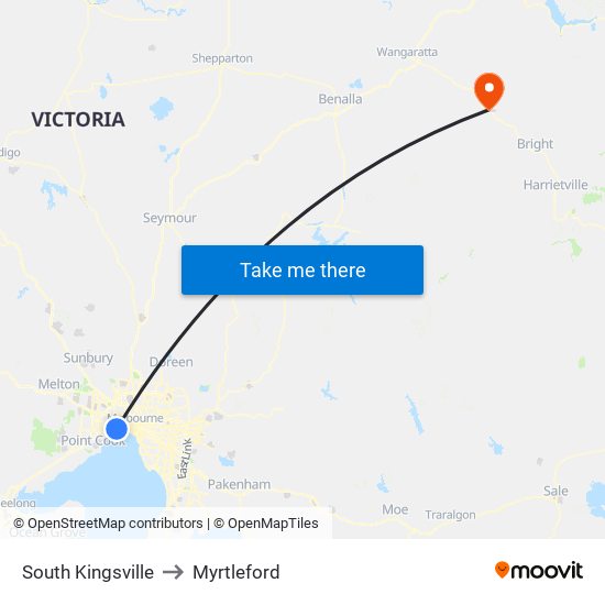 South Kingsville to Myrtleford map