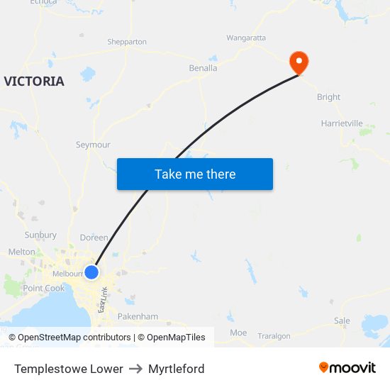 Templestowe Lower to Myrtleford map