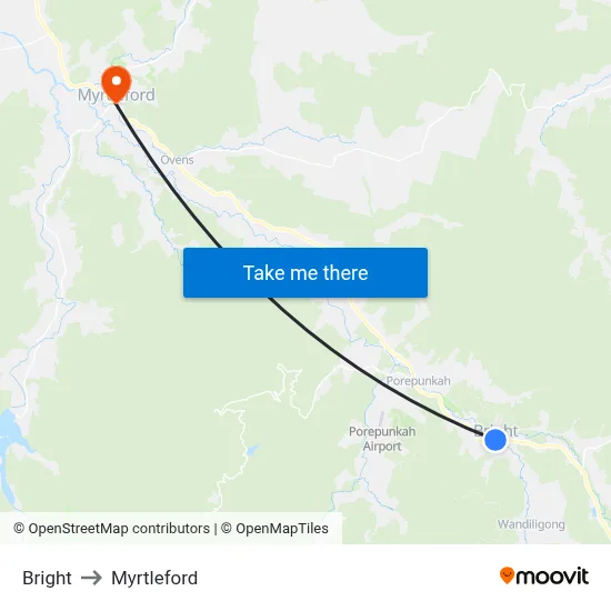 Bright to Myrtleford map