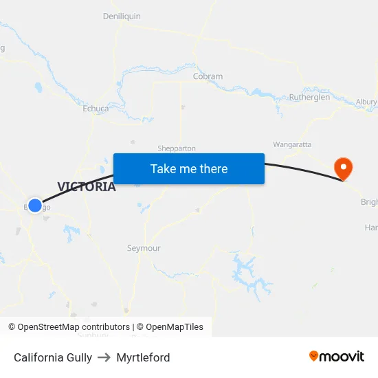 California Gully to Myrtleford map