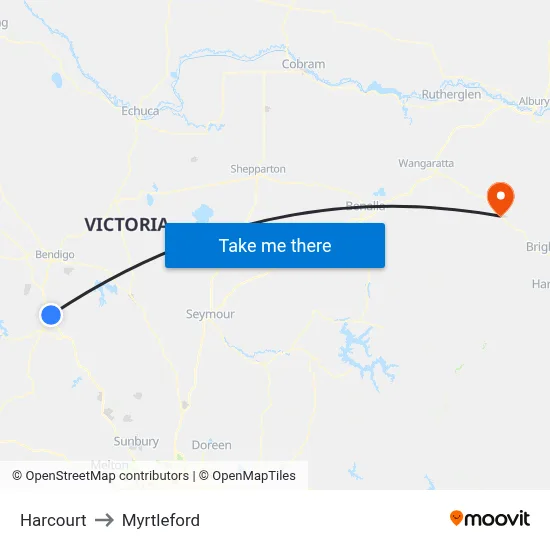 Harcourt to Myrtleford map